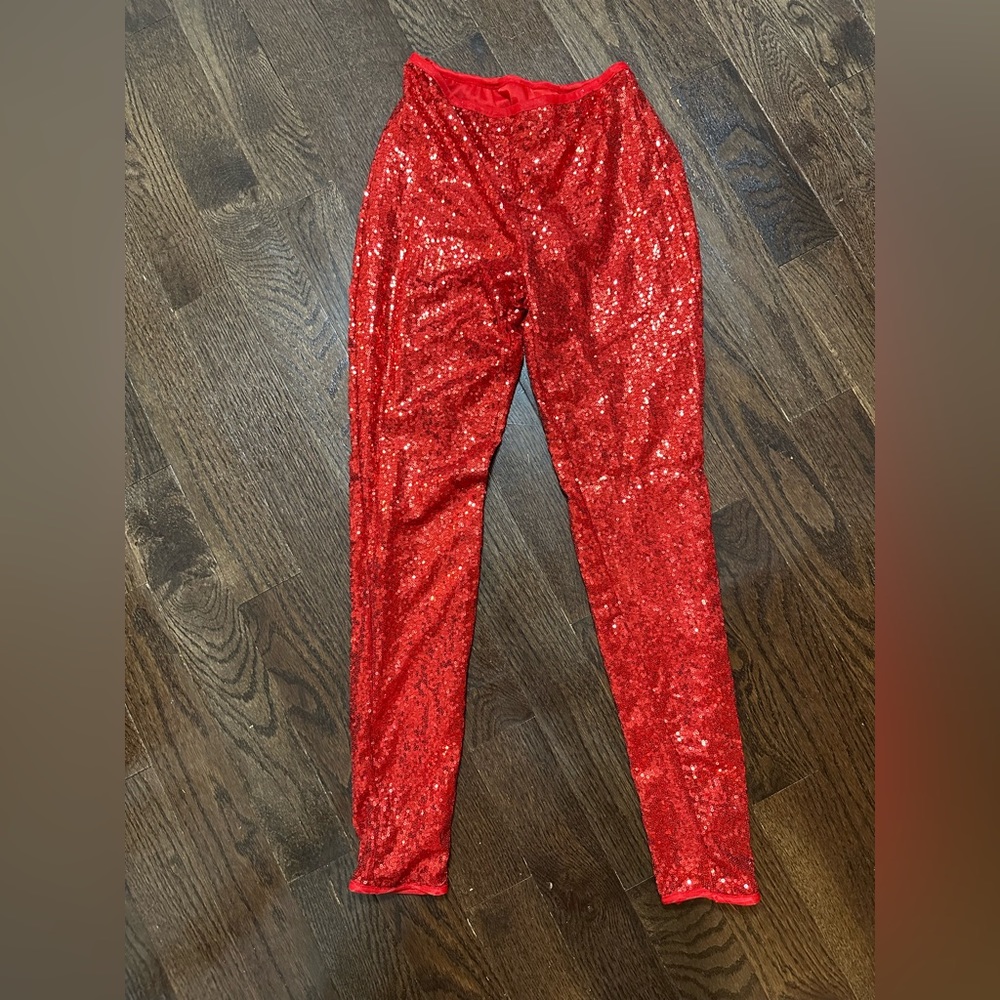 Sequined Red leggings - small